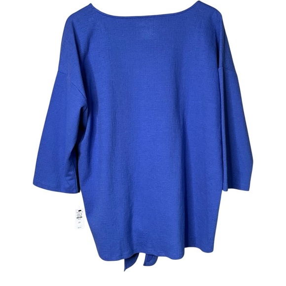 TALBOTS Cotton Blend Lightweight Tie Front Vee Neck Long Sleeve Top US Sz 2X - Picture 4 of 9